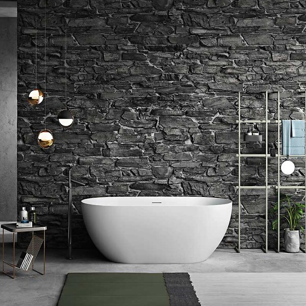 STANO - Baignoire îlot design ovale LISBON blanche 160 cm Mat - large