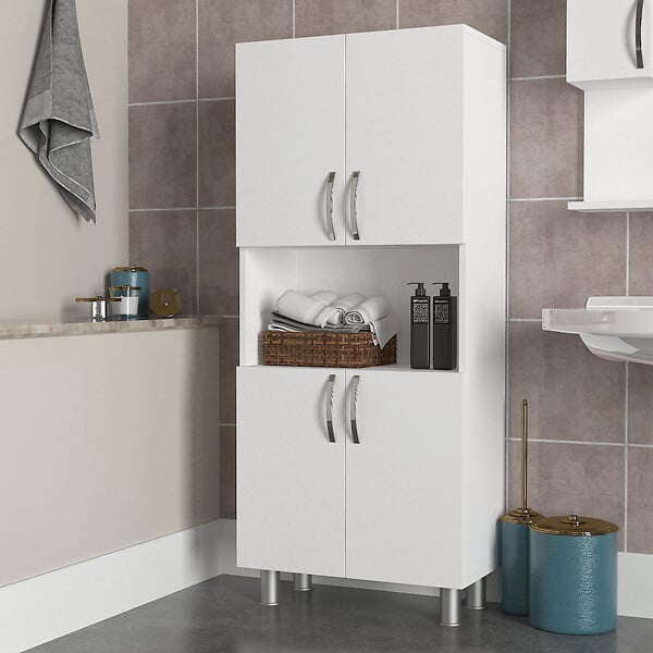 HABITAT ET JARDIN - Meuble de salle de bain en bois "William" - 59 x 29 x 140 cm - Blanc - large
