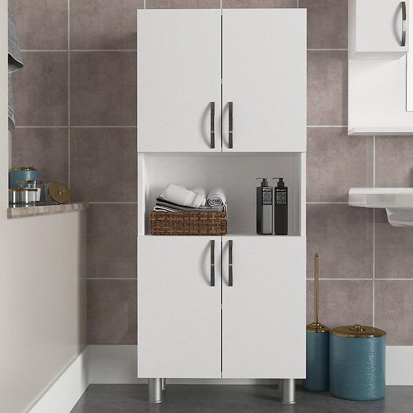 HABITAT ET JARDIN - Meuble de salle de bain en bois "William" - 59 x 29 x 140 cm - Blanc - large