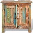 VIDAXL - Ensemble meuble sous vasque et miroir en bois massif recyclé - vignette