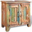 VIDAXL - Ensemble meuble sous vasque et miroir en bois massif recyclé - vignette