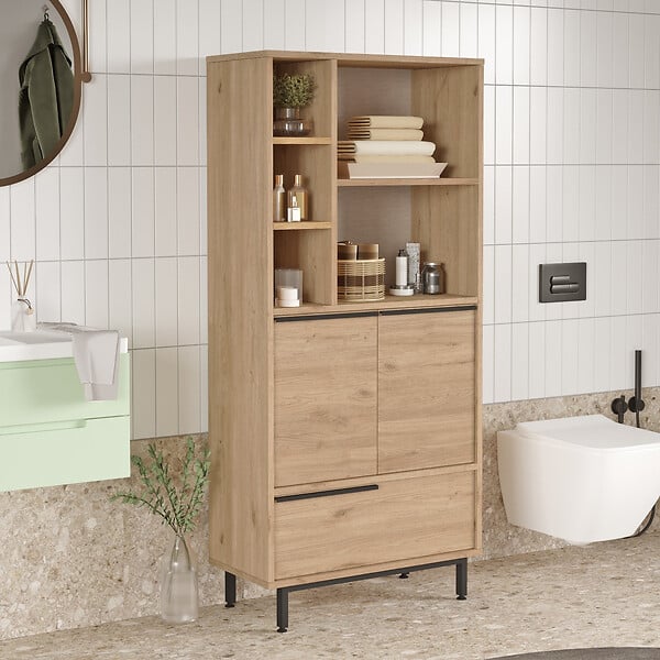 HABITAT ET JARDIN - Armoire en bois "Calvin" - 74 x 35 x 161 cm - Marron - large