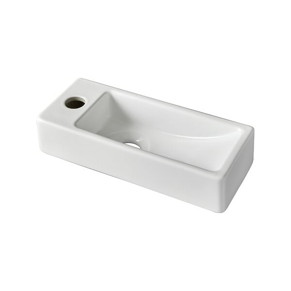 PLANETE BAIN - Lave-mains gain de place à suspendre 37 x 15 cm - robinet à gauche - Longine - large