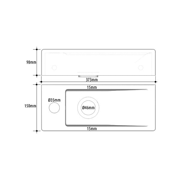 PLANETE BAIN - Lave-mains gain de place à suspendre 37 x 15 cm - robinet à gauche - Longine - large