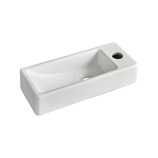 PLANETE BAIN - Lave-mains gain de place à suspendre 37 x 15 cm - robinet à droite - Longine - large