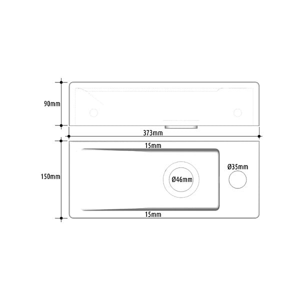 PLANETE BAIN - Lave-mains gain de place à suspendre 37 x 15 cm - robinet à droite - Longine - large