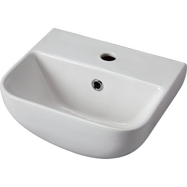 PLANETE BAIN - Lave mains en céramique à suspendre 36 cm avec trop plein blanc brillant - Leoni - large