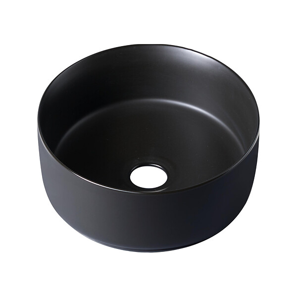 PLANETE BAIN - Vasque à poser ou lave mains diamètre 25 cm - Noir mat - Rebords fins - Jany - large