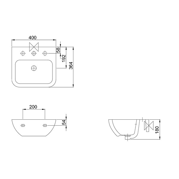 PLANETE BAIN - Lave mains en porcelaine pour WC à suspendre 40.5 cm avec trop plein - Confort - large