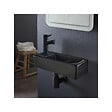 PLANETE BAIN - Lave-mains gain de place noir mat à suspendre 37 x 15 cm - robinet à gauche - Longine - vignette