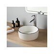 PLANETE BAIN - Vasque à poser ou lave mains diamètre 25 cm - Blanc liseré noir - Rebords fins - Jany - vignette