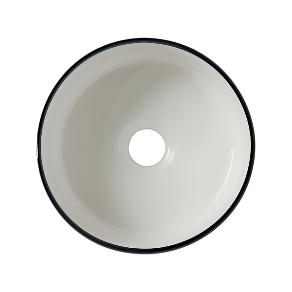 PLANETE BAIN - Vasque à poser ou lave mains diamètre 25 cm - Blanc liseré noir - Rebords fins - Jany - large