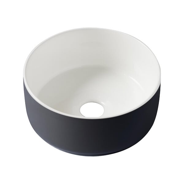 PLANETE BAIN - Vasque à poser ou lave mains diamètre 25 cm - Noir et blanc - Rebords fins - Jany - large