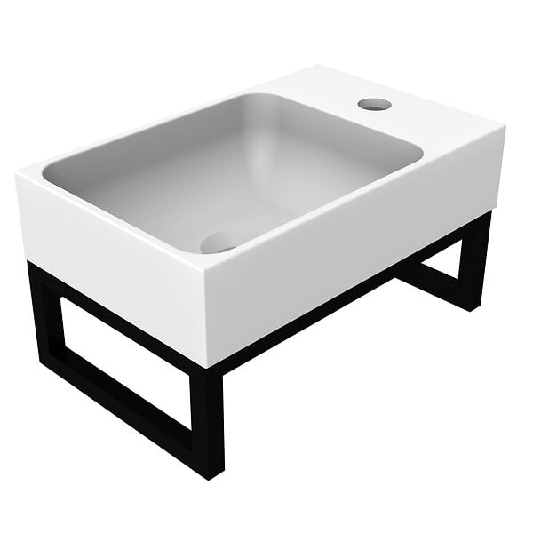 AQUARINE - Lave-mains blanc mat avec support noir - CAMDEM PACK - Lave-mains blanc avec support - large