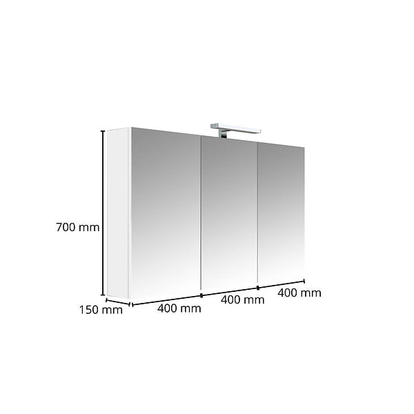 PLANETE BAIN - Armoire miroir de toilette éclairante 3 portes 120 cm blanche Juno 2 - large