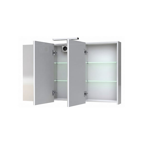 PLANETE BAIN - Armoire miroir de toilette éclairante 3 portes 120 cm blanche Juno 2 - large