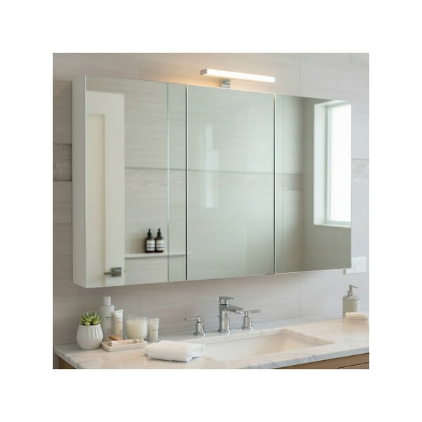 PLANETE BAIN - Armoire miroir de toilette éclairante 3 portes 120 cm blanche Juno 2 - large