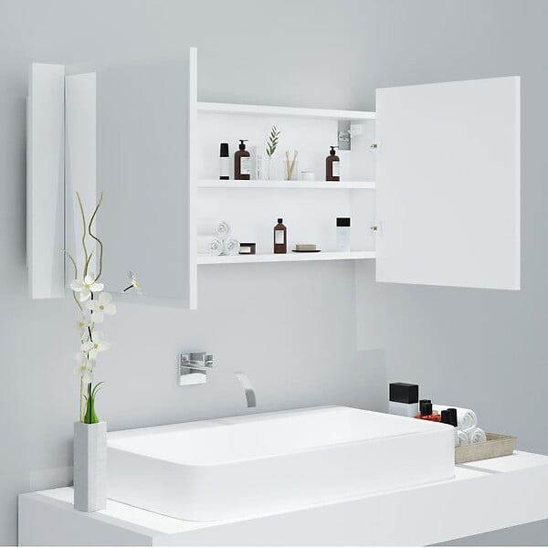 VIDAXL - vidaXL Armoire salle de bain à miroir LED Blanc 100x12x45 cm Acrylique - large