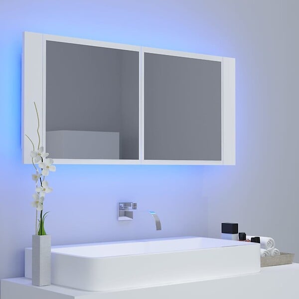VIDAXL - vidaXL Armoire salle de bain à miroir LED Blanc 100x12x45 cm Acrylique - large