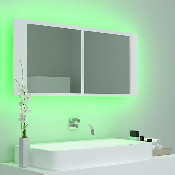 VIDAXL - vidaXL Armoire salle de bain à miroir LED Blanc 100x12x45 cm Acrylique - large
