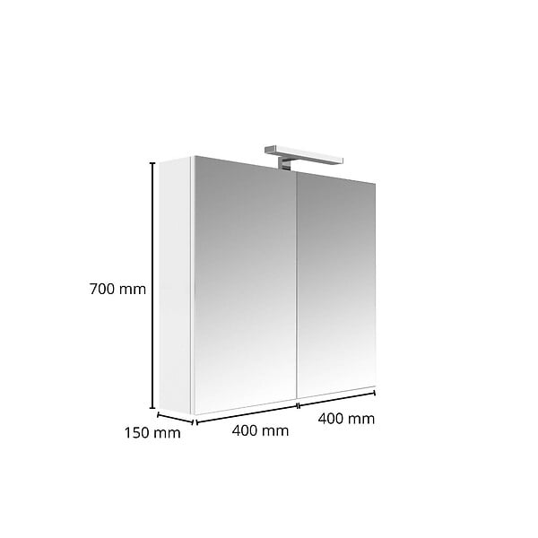 PLANETE BAIN - Armoire miroir de toilette éclairante 2 portes 80 cm blanche Juno 2 - large