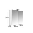 PLANETE BAIN - Armoire miroir de toilette éclairante 2 portes 80 cm blanche Juno 2 - vignette