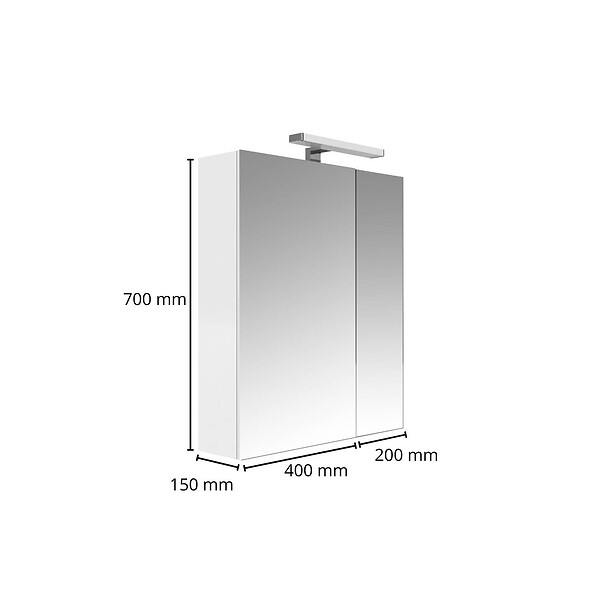 PLANETE BAIN - Armoire miroir de toilette éclairante 2 portes 60 cm blanche Juno 2 - large