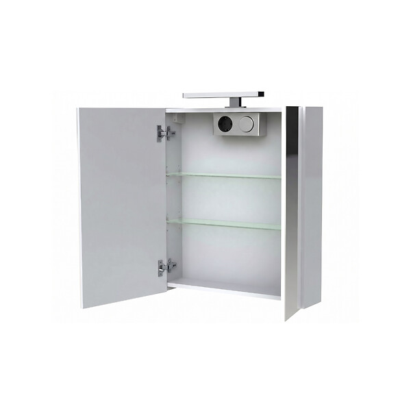 PLANETE BAIN - Armoire miroir de toilette éclairante 2 portes 60 cm blanche Juno 2 - large