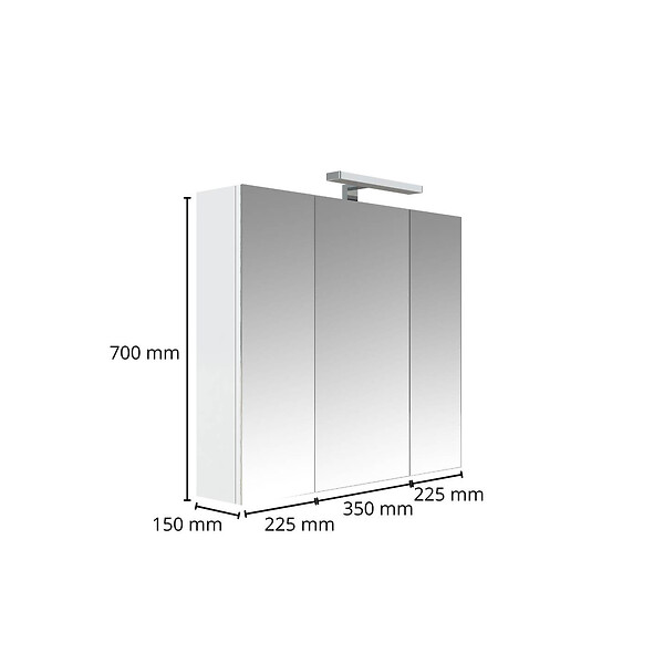 PLANETE BAIN - Armoire miroir de toilette éclairante 3 portes 80 cm blanche Juno 2 - large
