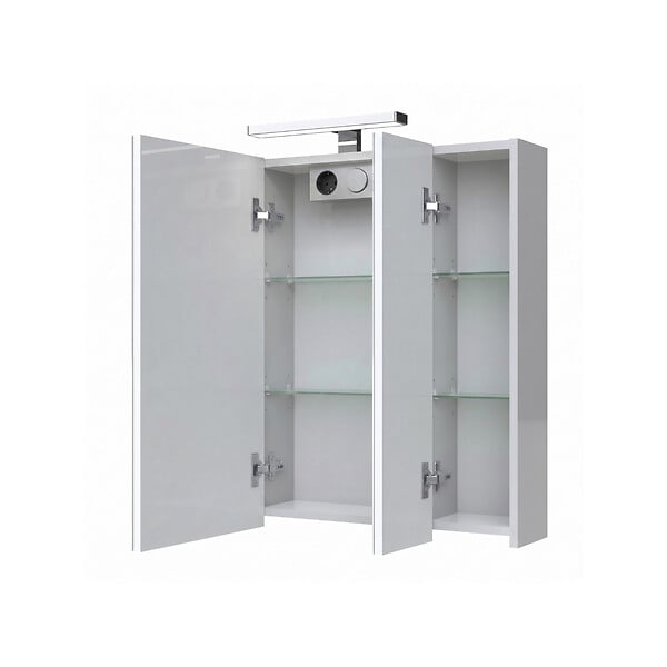 PLANETE BAIN - Armoire miroir de toilette éclairante 3 portes 80 cm blanche Juno 2 - large