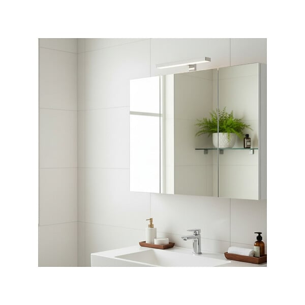 PLANETE BAIN - Armoire miroir de toilette éclairante 3 portes 80 cm blanche Juno 2 - large