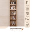 ID MARKET - Meuble colonne salle de bain VICTOR 2 portes 4 niches effet lattes - vignette