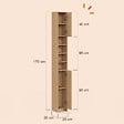 ID MARKET - Meuble colonne salle de bain VICTOR 2 portes 4 niches effet lattes - vignette