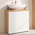 ID MARKET - Meuble sous lavabo salle de bain TOMI façon hêtre et blanc - vignette