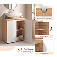 ID MARKET - Meuble sous lavabo salle de bain TOMI façon hêtre et blanc - vignette