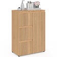 ID MARKET - Meuble de rangement salle de bain VICTOR 3 tiroirs avec placard effet lattes - vignette