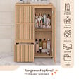 ID MARKET - Meuble de rangement salle de bain VICTOR 3 tiroirs avec placard effet lattes - vignette
