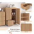 ID MARKET - Meuble de rangement salle de bain VICTOR 3 tiroirs avec placard effet lattes - vignette