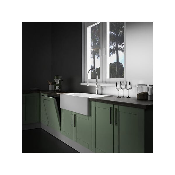 PLANETE BAIN - Evier timbre d'office 84 cm réversible rétro Rome en céramique - large