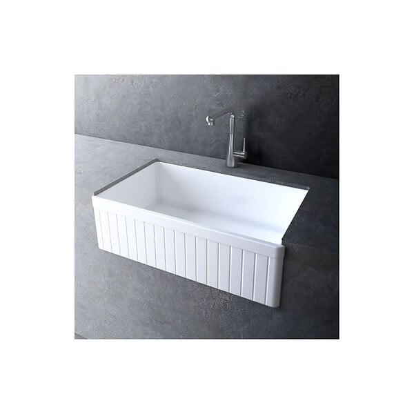 PLANETE BAIN - Evier timbre d'office 84 cm réversible rétro Rome en céramique - large