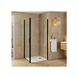 ALLIBERT - Retour fixe POUR porte de douche LAJA pivotante 76.5-79x200 cm noir mat - PORTE NON INCLUSE - vignette