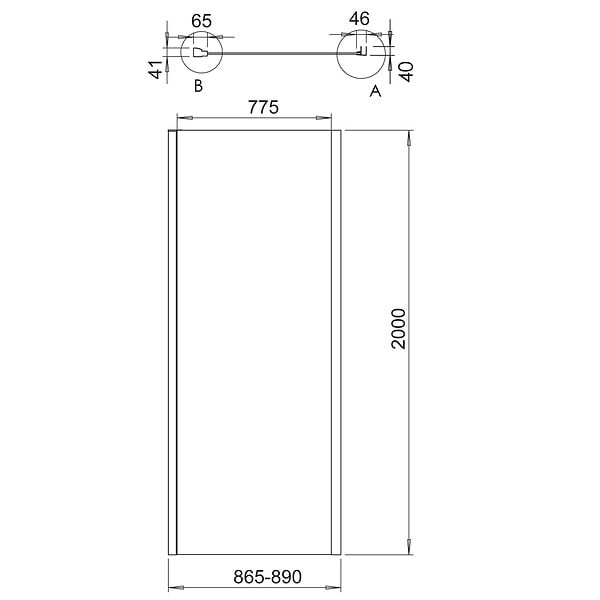 ALLIBERT - Retour fixe POUR porte de douche LAJA pivotante 86.5-89x200 cm chromé - PORTE NON INCLUSE - large