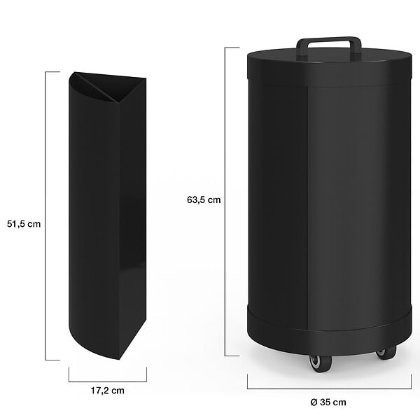 ID MARKET - Réservoir à granulés rond 30 KG noir 4 compartiments détachables avec bec verseur rangement à pellets 35 x 35 x 63,5 cm - large