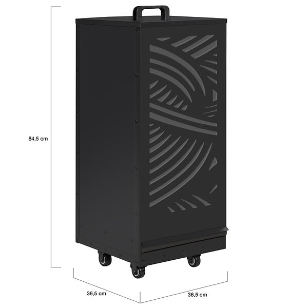 ID MARKET - Réservoir à granulés 55 kg noir rangement à pellets 35 x 35 x 87 cm avec tiroir et motif - large