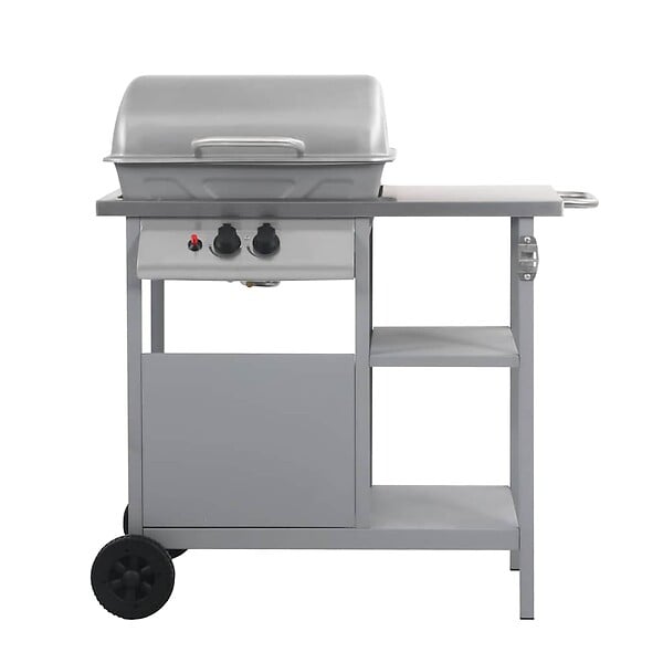 VIDAXL - vidaXL Barbecue à gaz avec tablette à 3 couches Noir et argenté - large