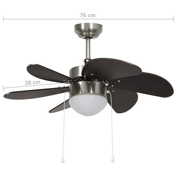 VIDAXL - vidaXL Ventilateur de plafond avec lampe 76 cm Marron foncé - large