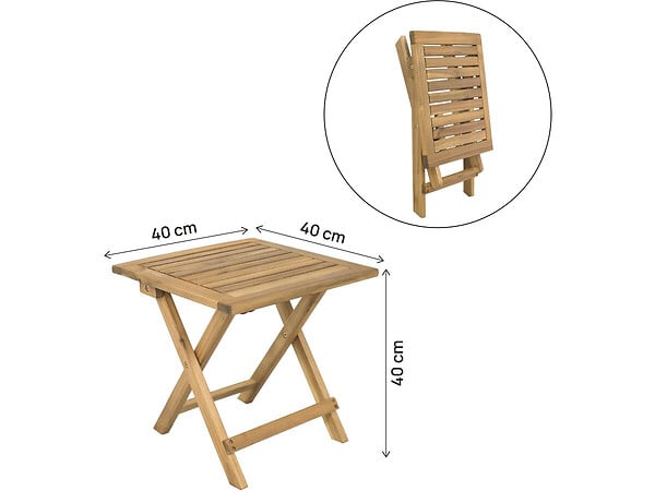 HABITAT ET JARDIN - Table basse de jardin pliante en bois "Portimao" - 40 x 40 x 40 cm - Marron - large