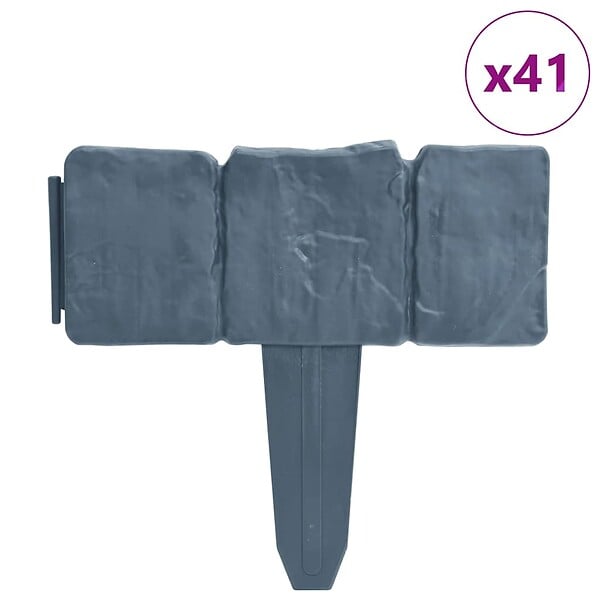 VIDAXL - vidaXL Clôture de jardin/pelouse plastique aspect de pierre 41 pcs 10m - large