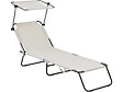 HABITAT ET JARDIN - Bain de soleil pliable "Lazy" - Avec pare soleil - Beige - vignette