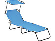 HABITAT ET JARDIN - Bain de soleil pliable "Lazy" - Avec pare soleil - Bleu - vignette